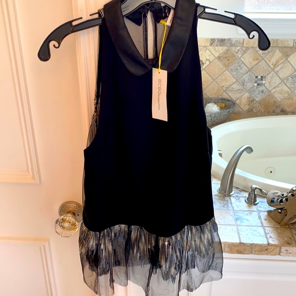 Black sleeveless sequin top. - Picture 1 of 6